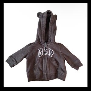 GAP logo Baby 0-3 months Gray Zip Up Hoodie